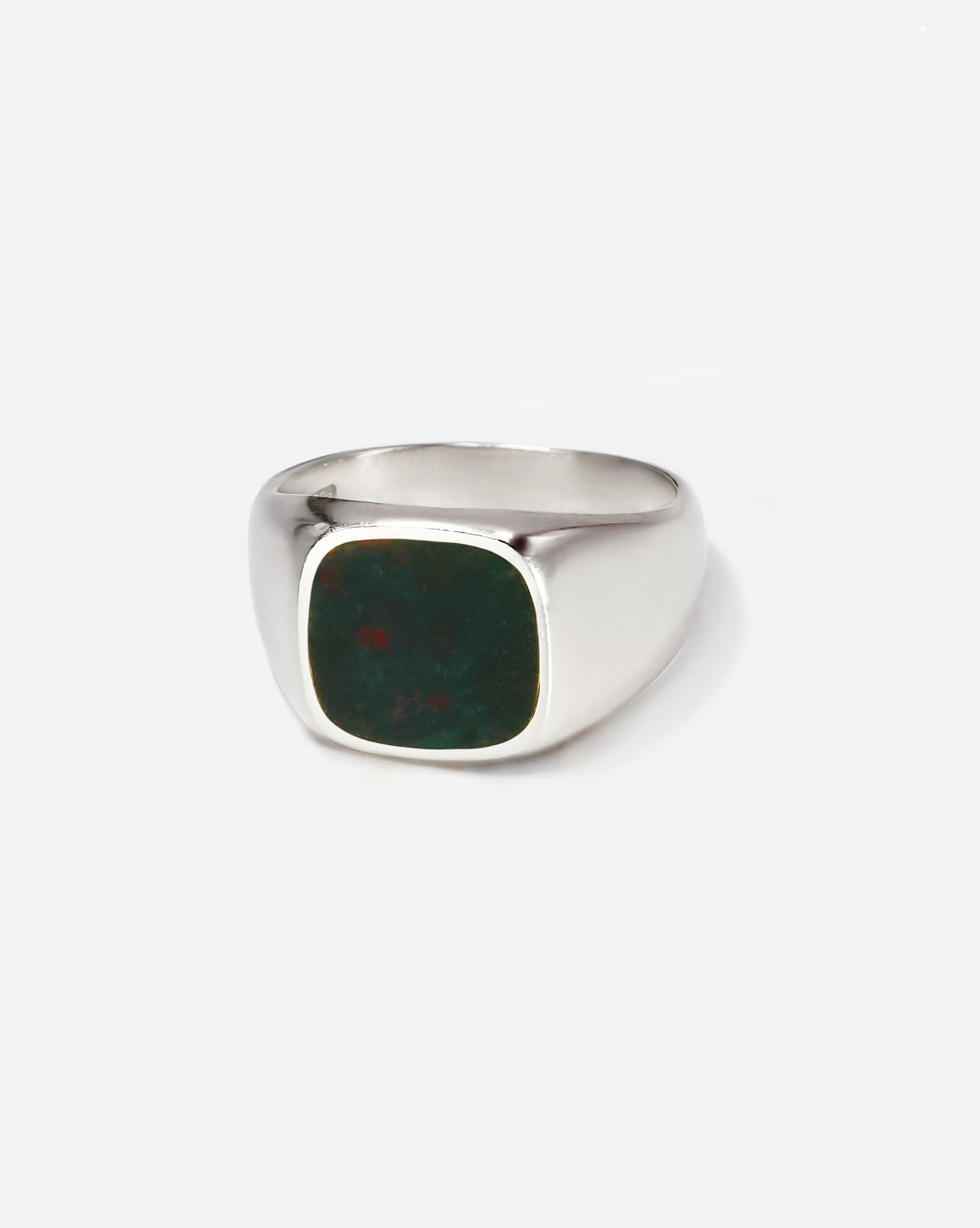 Men’s signet ring with a custom-cut emerald stone set in a sleek band, perfect as a pinky or index ring, offering effortless style and refined luxury.